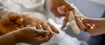 Patient and clinician hands