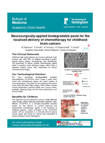 Neurosurgically-applied biodegradable paste for the localised delivery of chemotherapy for childhood brain cancers
